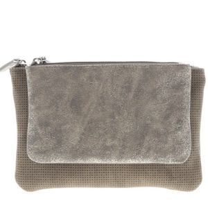 Stella & Dot Metallic Gray Clutch